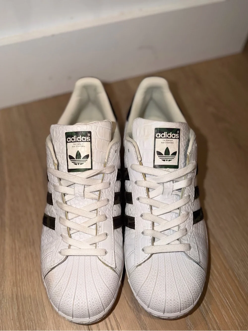 Rare adidas Superstar Croc Embossed Leather s Camo Sneakers White